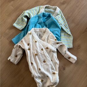 Hanna Andersson 3 Pack Kimono Side Snap bodysuits 0-3 Months